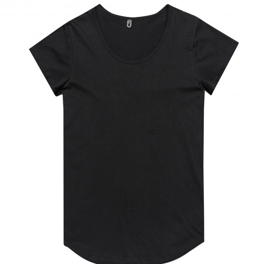 Black CB Clothing Womens Curved Hem T-Shirts